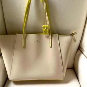Adorable tan & yellow Kate Spade leather bag!